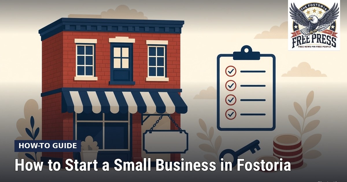 Fostoria News: Illustration, with headline: How to Start a Small Business in Fostoria